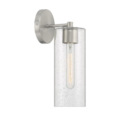 Savoy House Ricci 13.5in 1-Light Wall Sconce | Modern Satin Nickel and Clear Seeded Glass | Bedroom & Hallway Accent Light | Model L9-2460-1-SN