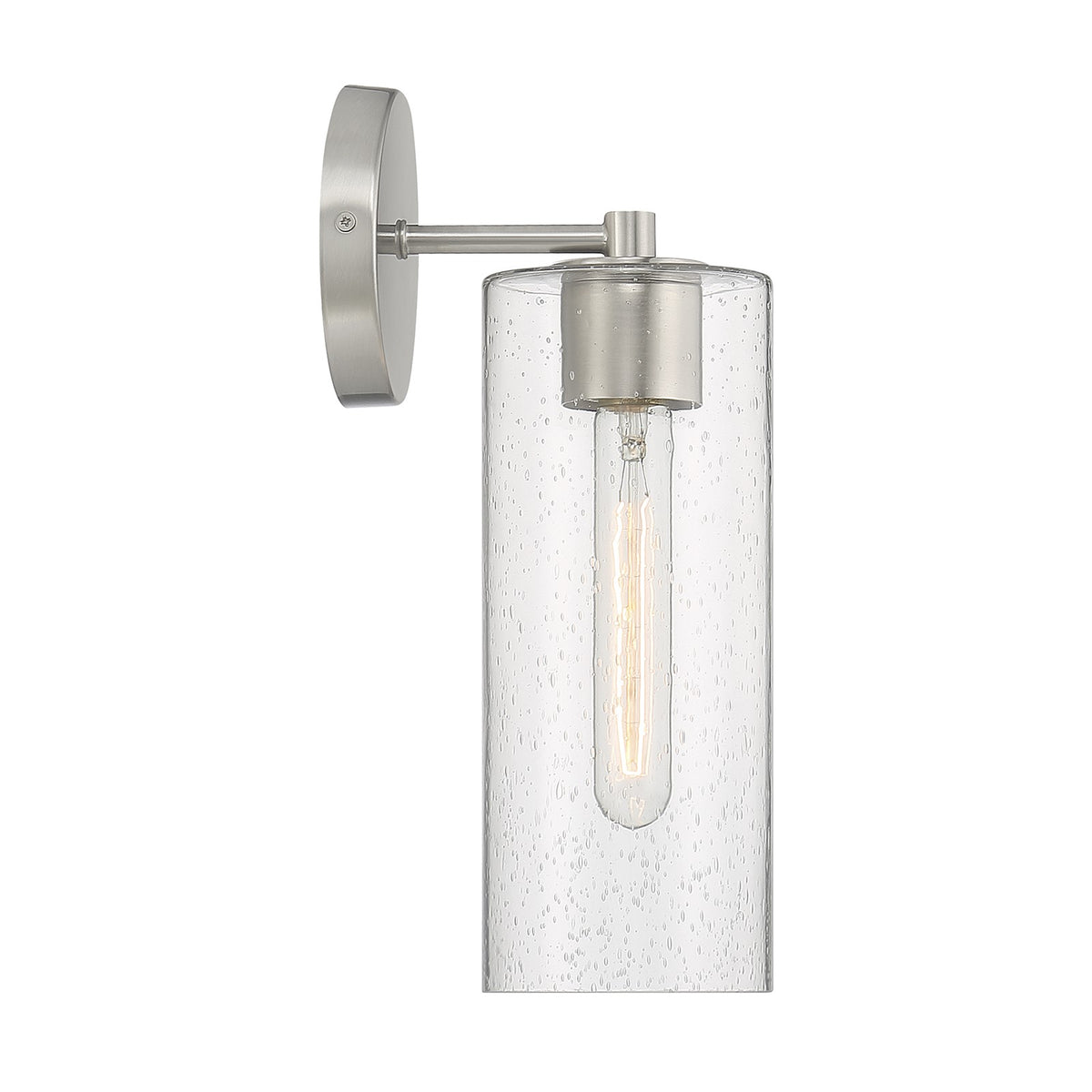 Savoy House Ricci 13.5in 1-Light Wall Sconce | Modern Satin Nickel and Clear Seeded Glass | Bedroom & Hallway Accent Light | Model L9-2460-1-SN
