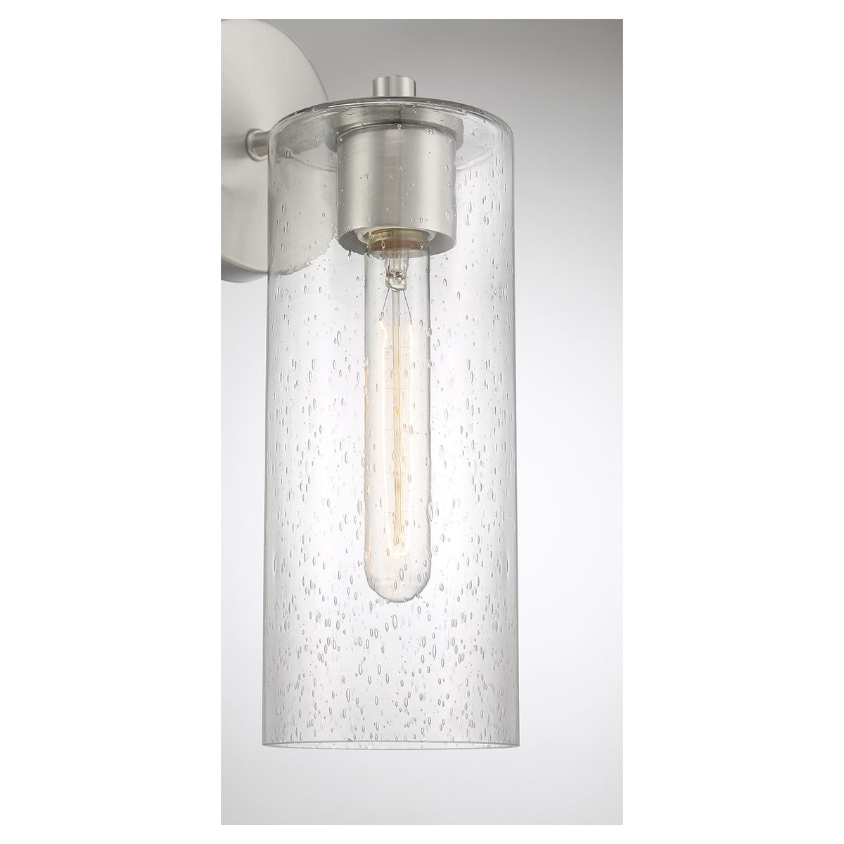 Savoy House Ricci 13.5in 1-Light Wall Sconce | Modern Satin Nickel and Clear Seeded Glass | Bedroom & Hallway Accent Light | Model L9-2460-1-SN