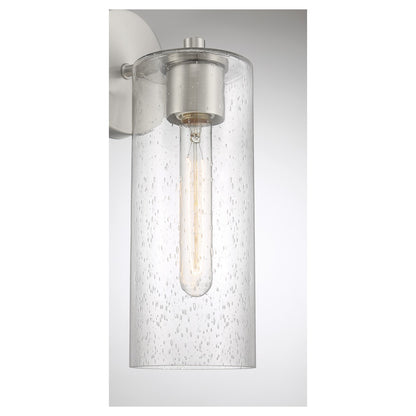 Savoy House Ricci 13.5in 1-Light Wall Sconce | Modern Satin Nickel and Clear Seeded Glass | Bedroom & Hallway Accent Light | Model L9-2460-1-SN