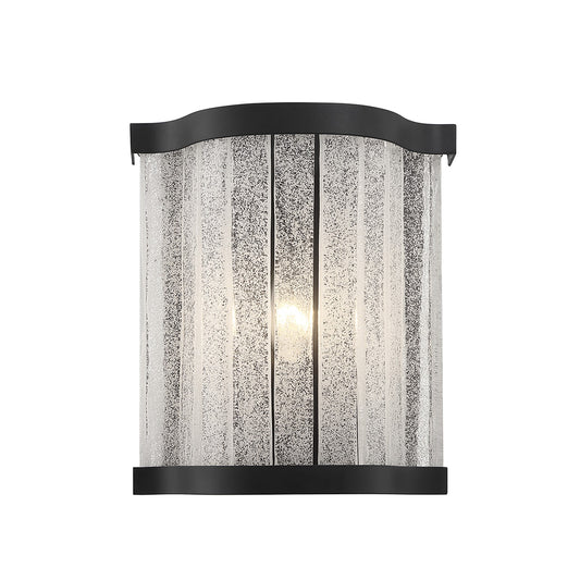 Savoy House Parkside 8in 1-Light Wall Sconce | Vintage Matte Black and Antique Glass | Bedroom & Hallway Accent Light | Model L9-2900-1-89