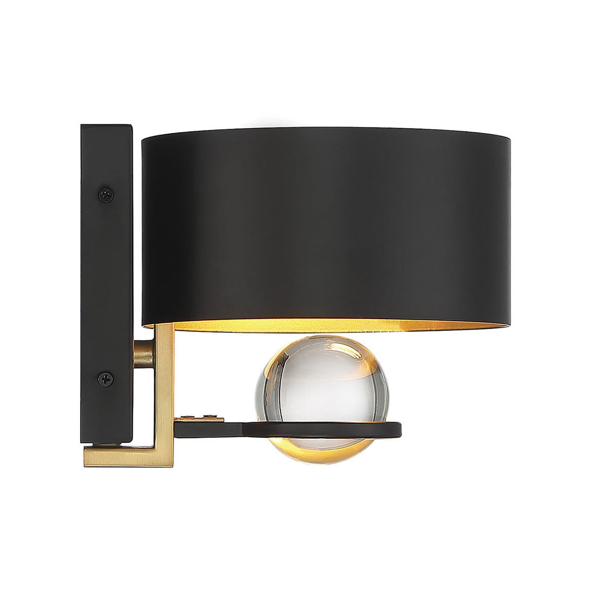 Savoy House Chambord 6.5in 1-Light Wall Sconce | Glam Vintage Black and Warm Brass Metal with K9 Crystal | Bathroom Vanity | Model L9-2925-1-51