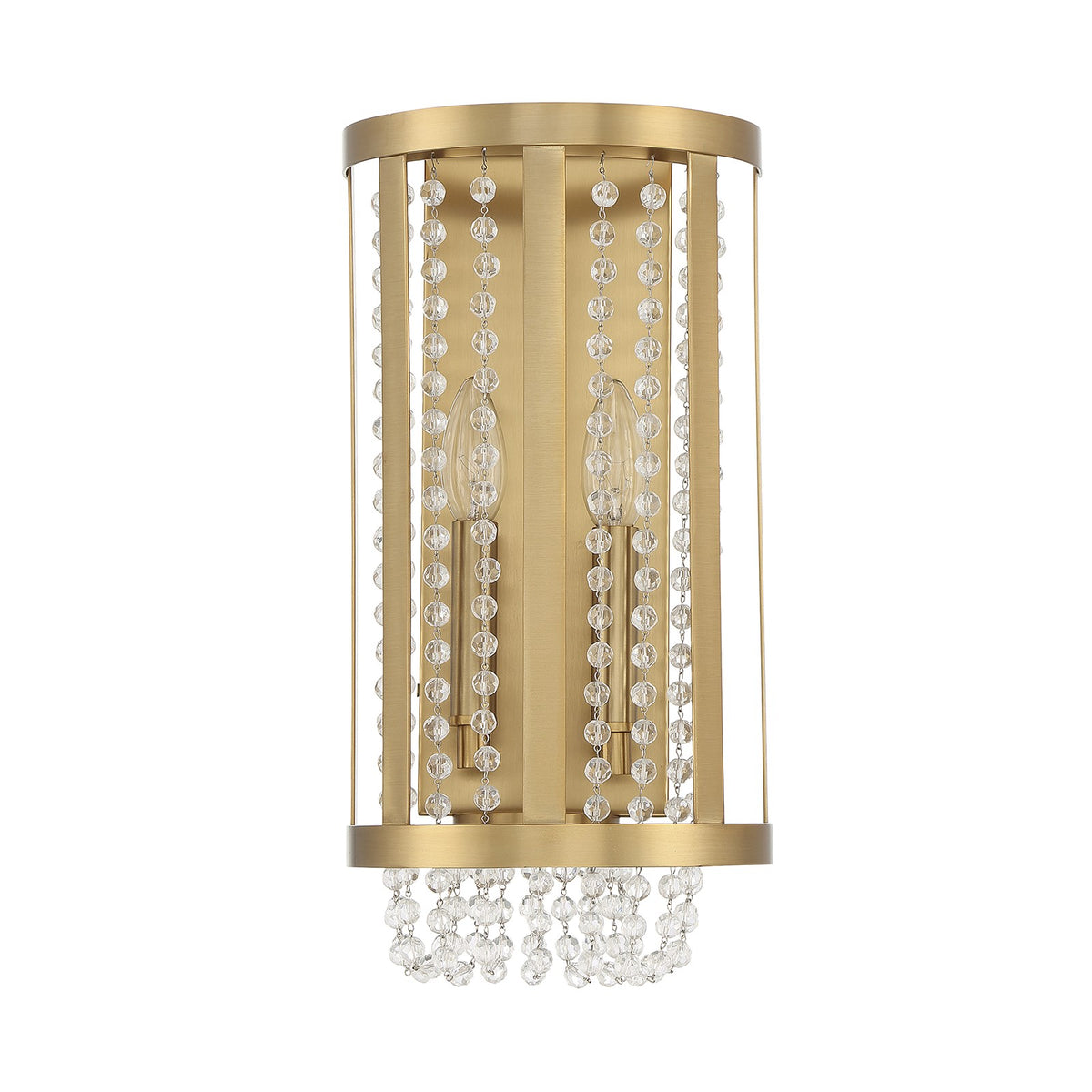Savoy House Mancini 16.25in 2-Light Wall Sconce | Glam Warm Brass and Clear Crystal | Bathroom Vanity & Hallway | Model L9-3203-2-322