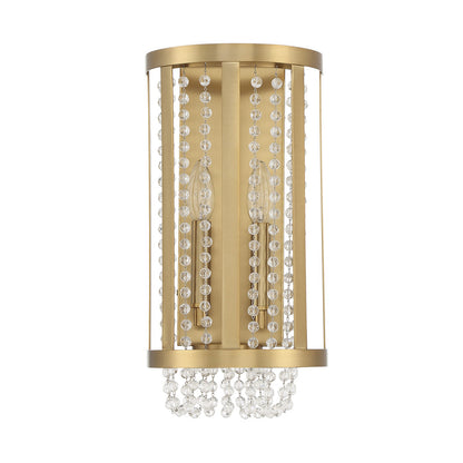 Savoy House Mancini 16.25in 2-Light Wall Sconce | Glam Warm Brass and Clear Crystal | Bathroom Vanity & Hallway | Model L9-3203-2-322