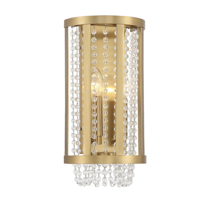 Savoy House Mancini 16.25in 2-Light Wall Sconce | Glam Warm Brass and Clear Crystal | Bathroom Vanity & Hallway | Model L9-3203-2-322