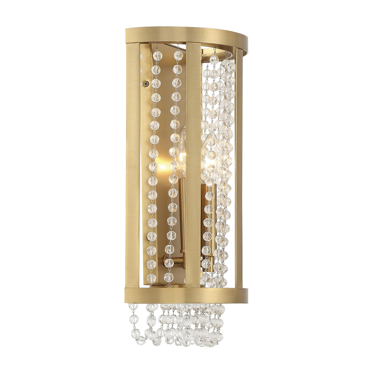 Savoy House Mancini 16.25in 2-Light Wall Sconce | Glam Warm Brass and Clear Crystal | Bathroom Vanity & Hallway | Model L9-3203-2-322