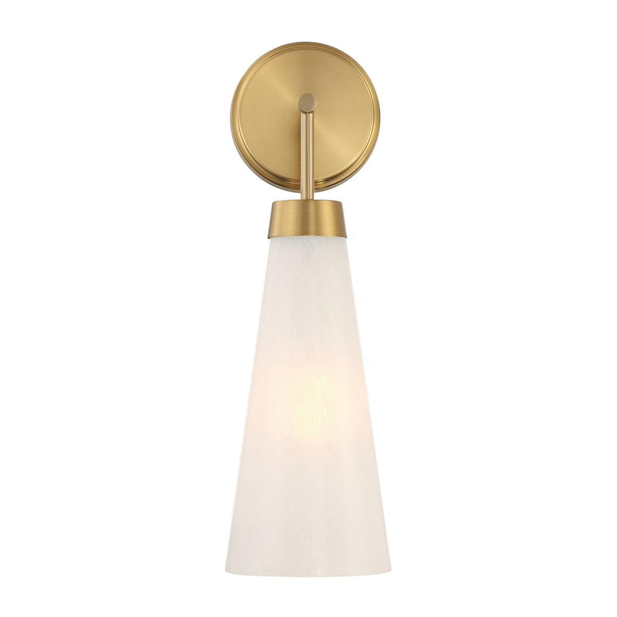 Savoy House Brevard 1-Light Wall Sconce | Vintage Warm Brass and White Strie Glass | Bedroom & Hallway Accent Light | Model L9-6085-1-322