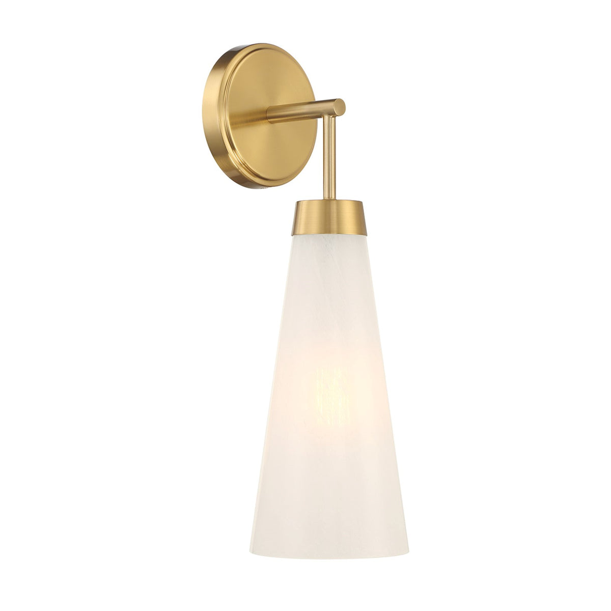 Savoy House Brevard 1-Light Wall Sconce | Vintage Warm Brass and White Strie Glass | Bedroom & Hallway Accent Light | Model L9-6085-1-322