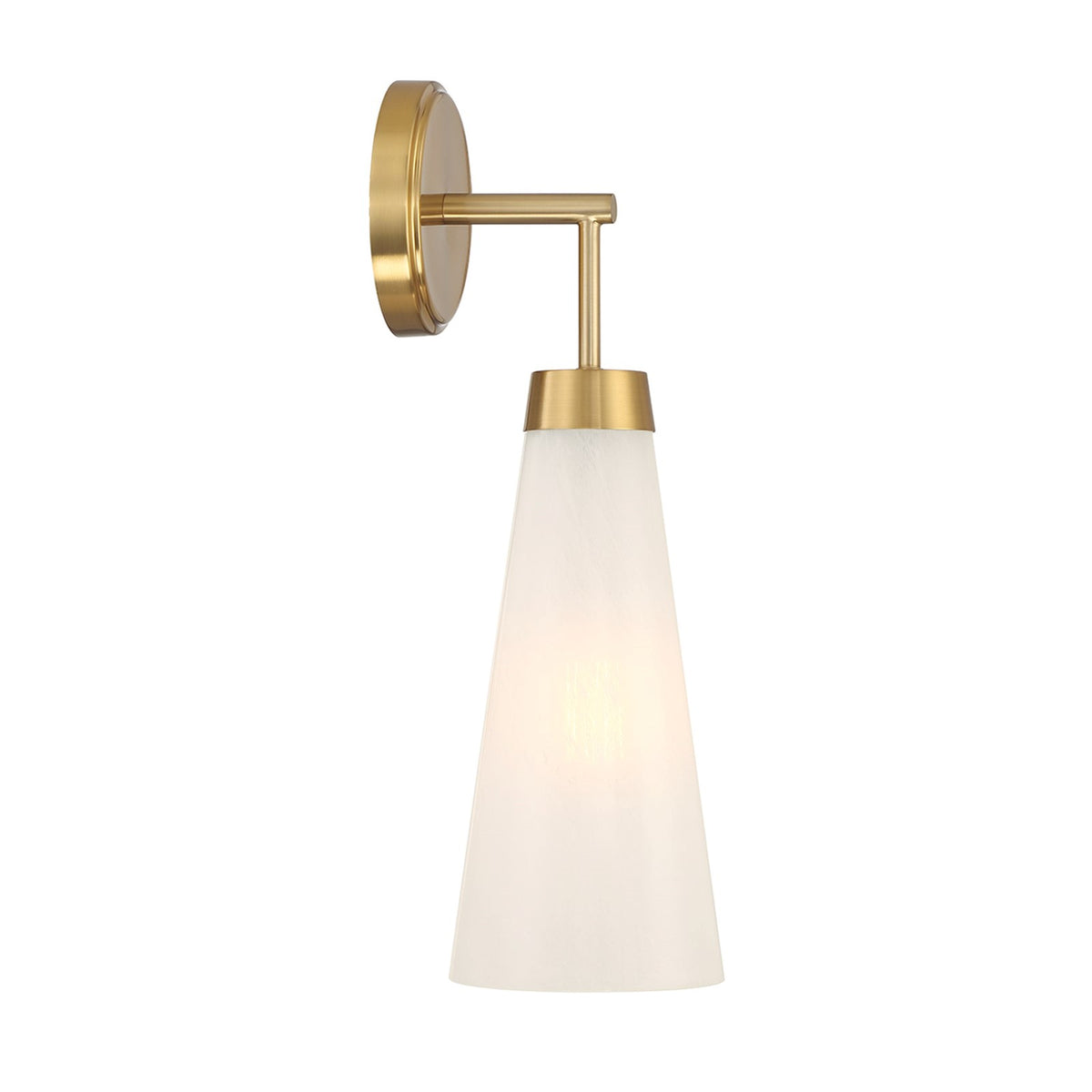 Savoy House Brevard 1-Light Wall Sconce | Vintage Warm Brass and White Strie Glass | Bedroom & Hallway Accent Light | Model L9-6085-1-322