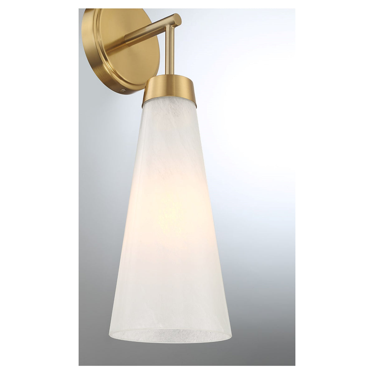 Savoy House Brevard 1-Light Wall Sconce | Vintage Warm Brass and White Strie Glass | Bedroom & Hallway Accent Light | Model L9-6085-1-322