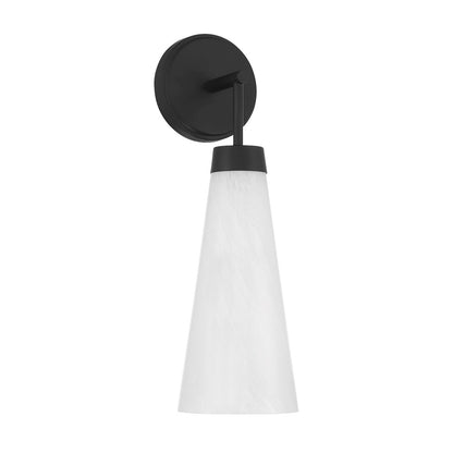 Savoy House Brevard 1-Light Wall Sconce | Vintage Matte Black and White Strie Glass | Bedroom & Hallway Accent Light | Model L9-6085-1-89