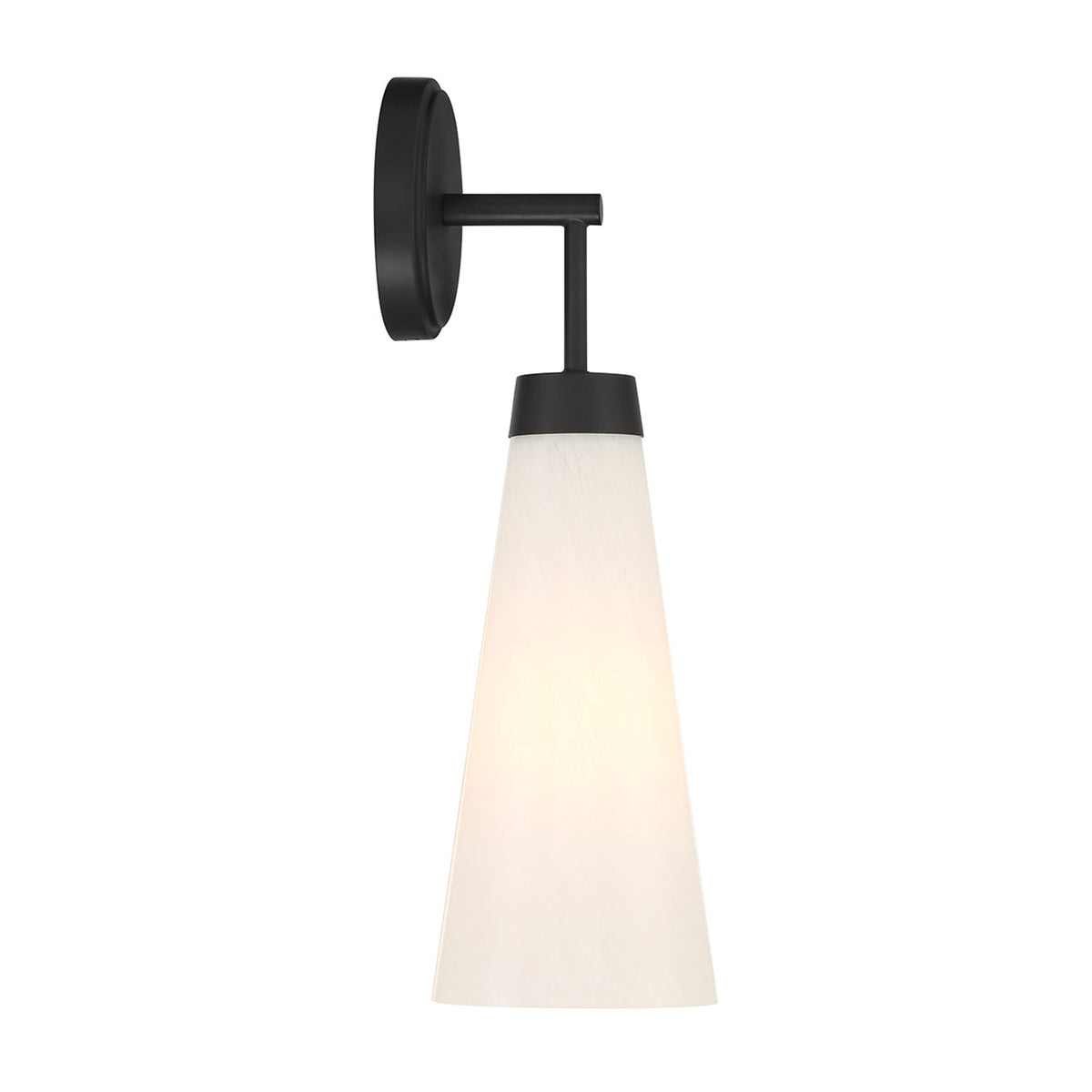 Savoy House Brevard 1-Light Wall Sconce | Vintage Matte Black and White Strie Glass | Bedroom & Hallway Accent Light | Model L9-6085-1-89