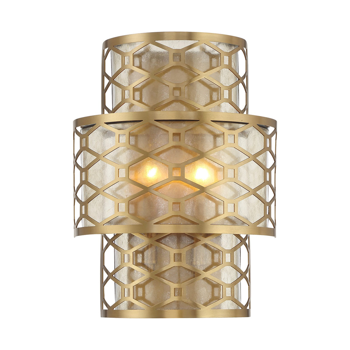 Savoy House Mannheim 2-Light Wall Sconce | Modern Warm Brass and Textured Mica | Bedroom & Bathroom Accent Light | Model L9-6102-2-322