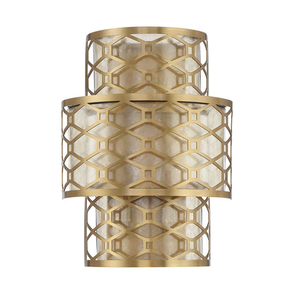 Savoy House Mannheim 2-Light Wall Sconce | Modern Warm Brass and Textured Mica | Bedroom & Bathroom Accent Light | Model L9-6102-2-322