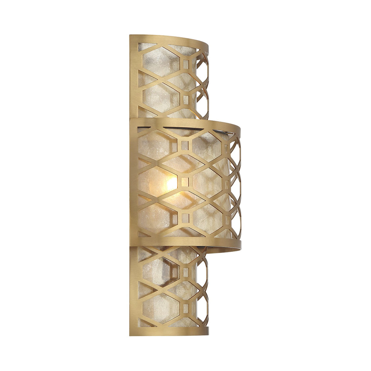 Savoy House Mannheim 2-Light Wall Sconce | Modern Warm Brass and Textured Mica | Bedroom & Bathroom Accent Light | Model L9-6102-2-322