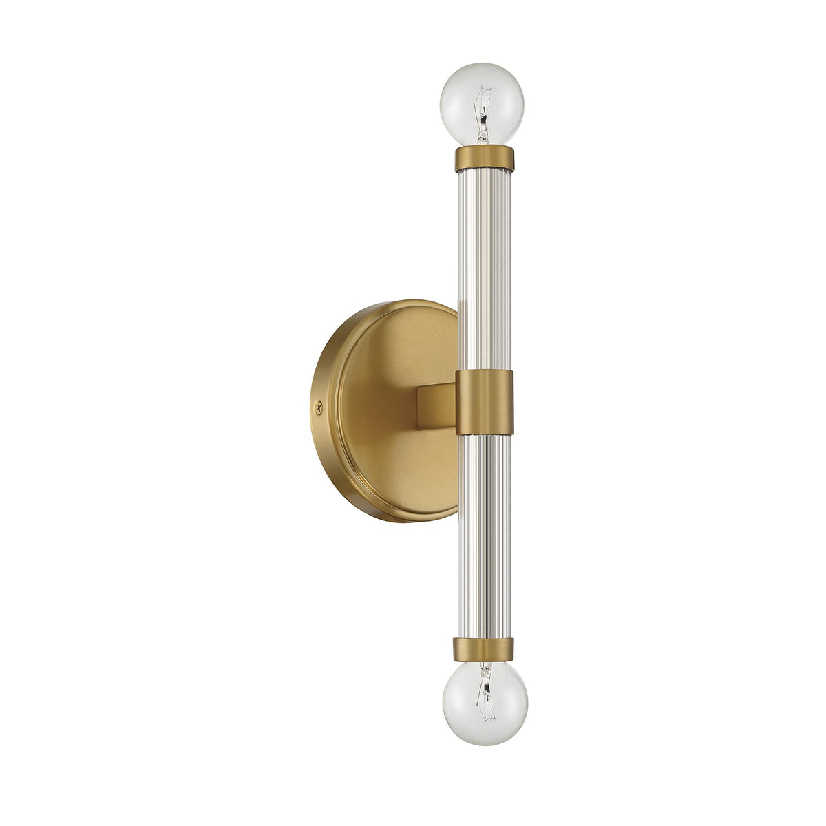 Savoy House Kingsburg 11.5in 2-Light Wall Sconce | Modern Warm Brass and Faceted Glass | Bedroom & Bathroom Vanity Light | Model L9-6733-2-322