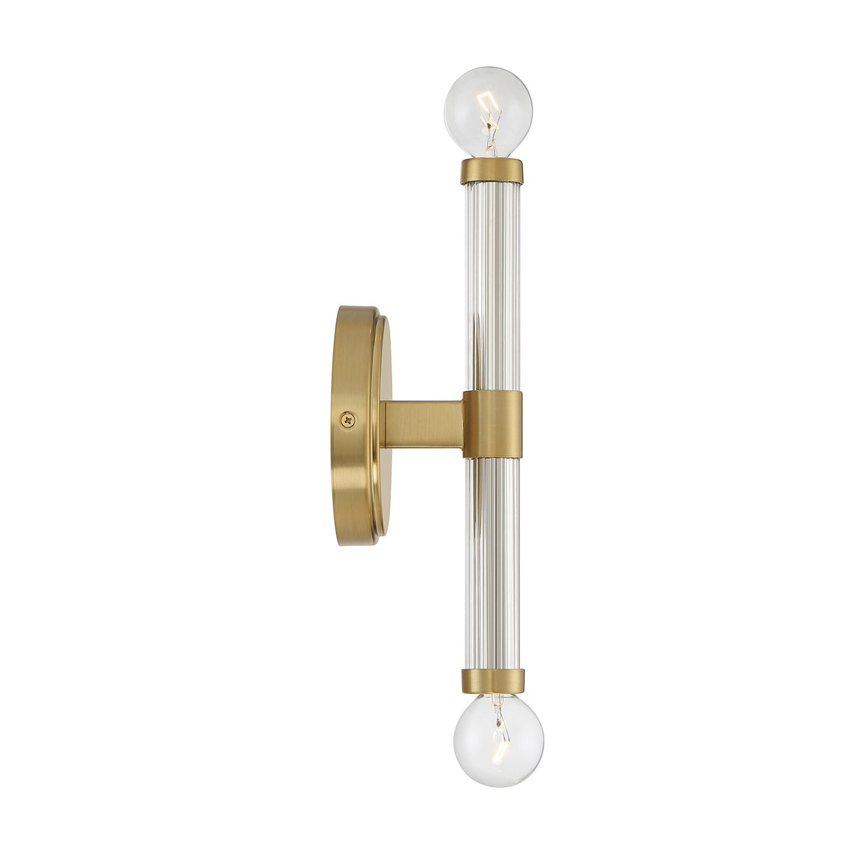 Savoy House Kingsburg 11.5in 2-Light Wall Sconce | Modern Warm Brass and Faceted Glass | Bedroom & Bathroom Vanity Light | Model L9-6733-2-322