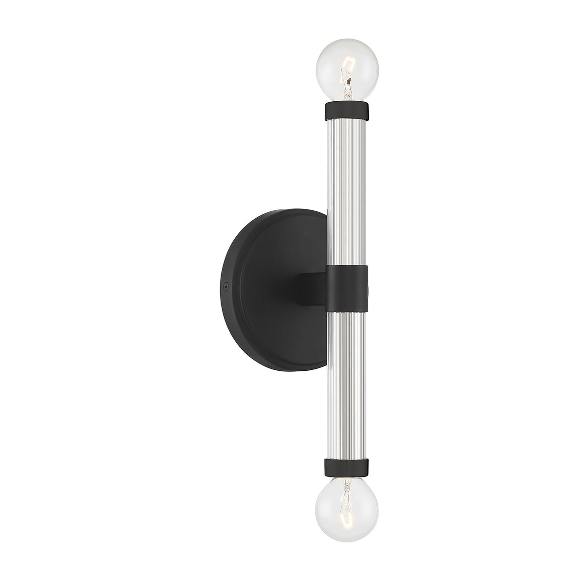 Savoy House Kingsburg 11.5in 2-Light Wall Sconce | Modern Matte Black and Faceted Glass | Bedroom & Bathroom Vanity Light | Model L9-6733-2-89