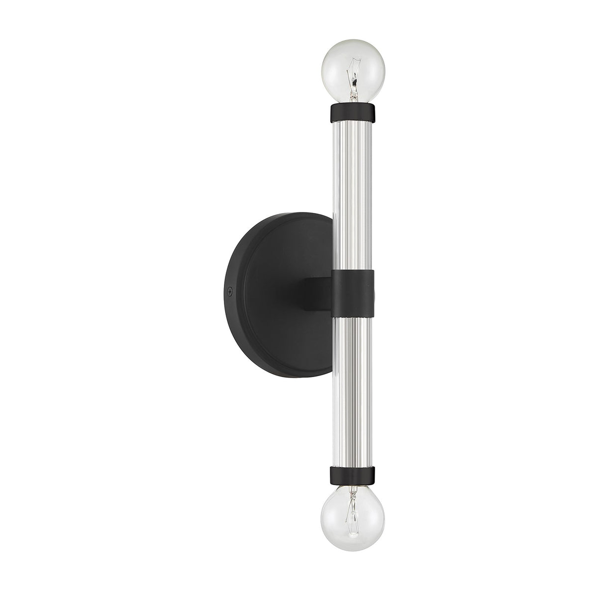 Savoy House Kingsburg 11.5in 2-Light Wall Sconce | Modern Matte Black and Faceted Glass | Bedroom & Bathroom Vanity Light | Model L9-6733-2-89
