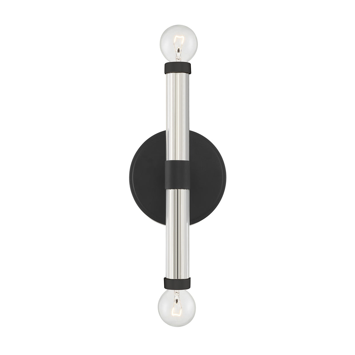 Savoy House Kingsburg 11.5in 2-Light Wall Sconce | Modern Matte Black and Faceted Glass | Bedroom & Bathroom Vanity Light | Model L9-6733-2-89