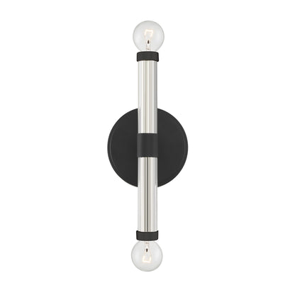 Savoy House Kingsburg 11.5in 2-Light Wall Sconce | Modern Matte Black and Faceted Glass | Bedroom & Bathroom Vanity Light | Model L9-6733-2-89
