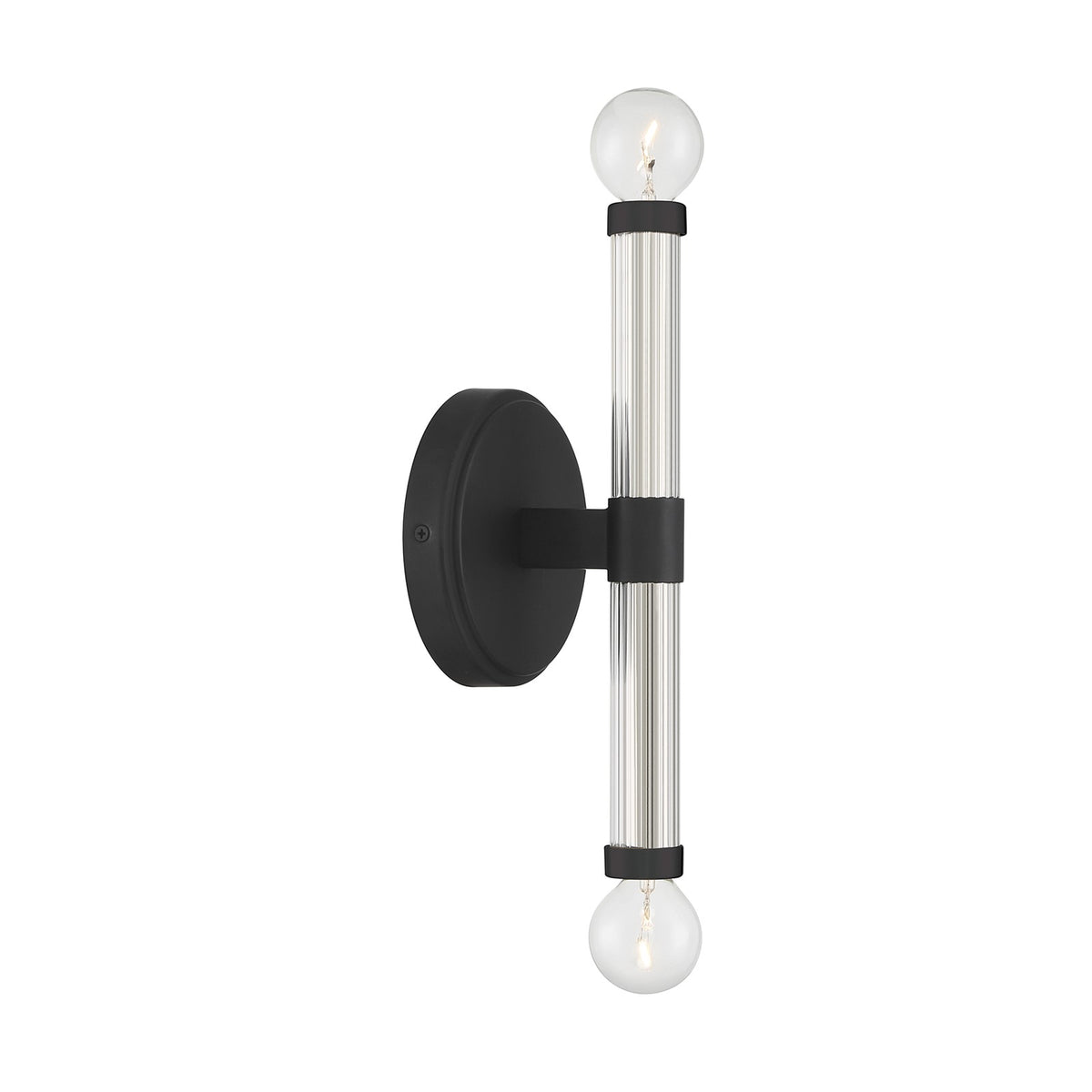 Savoy House Kingsburg 11.5in 2-Light Wall Sconce | Modern Matte Black and Faceted Glass | Bedroom & Bathroom Vanity Light | Model L9-6733-2-89
