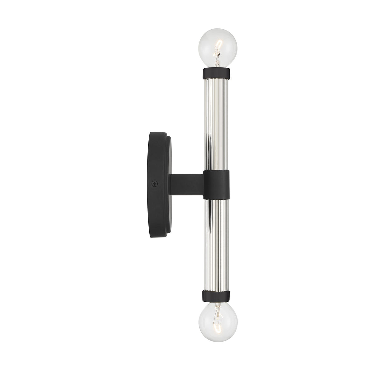 Savoy House Kingsburg 11.5in 2-Light Wall Sconce | Modern Matte Black and Faceted Glass | Bedroom & Bathroom Vanity Light | Model L9-6733-2-89