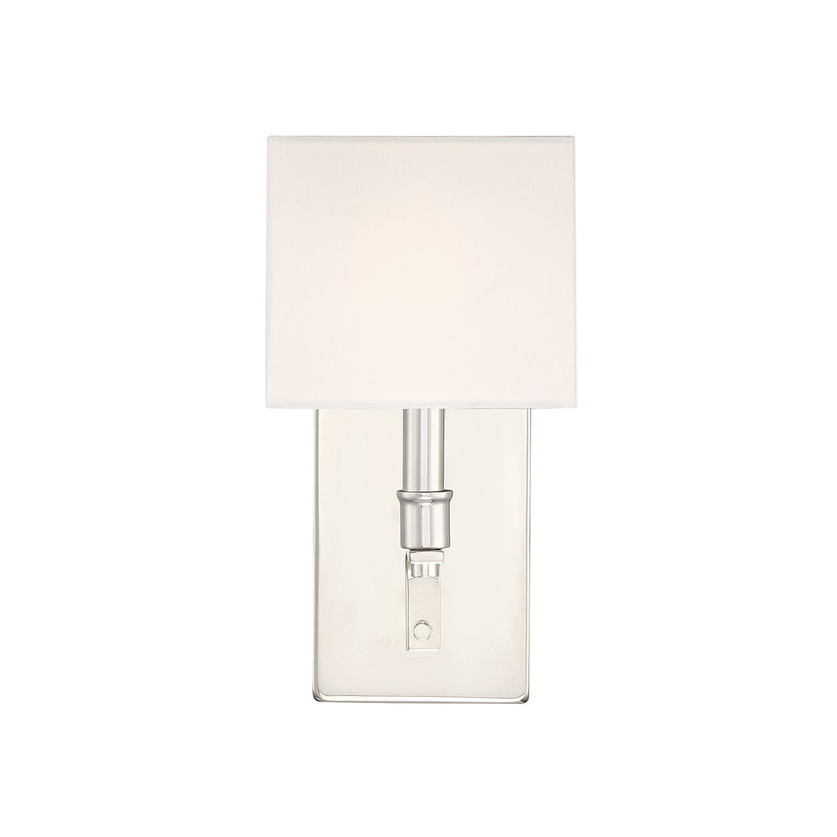 Savoy House Collins 11.5in 1-Light Wall Sconce | Modern Polished Nickel and White Fabric | Bedroom & Bathroom Vanity Light | Model L9-8550-1-109
