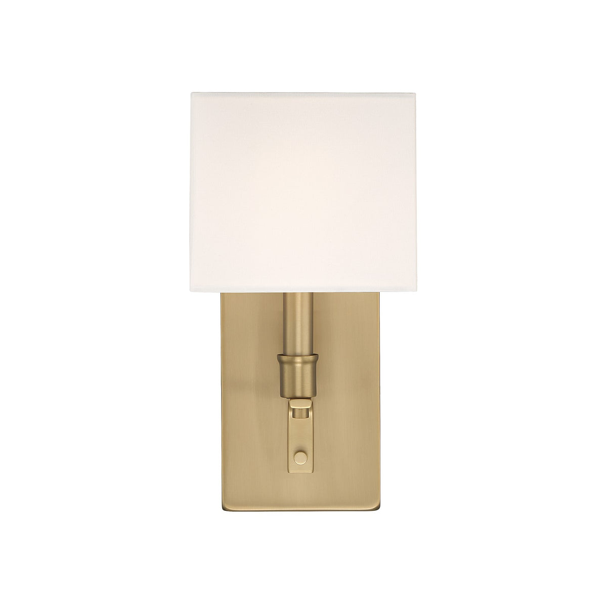 Savoy House Collins 1-Light Wall Sconce | Modern Warm Brass and White Fabric | Bedroom & Hallway Accent Light | Model L9-8550-1-322