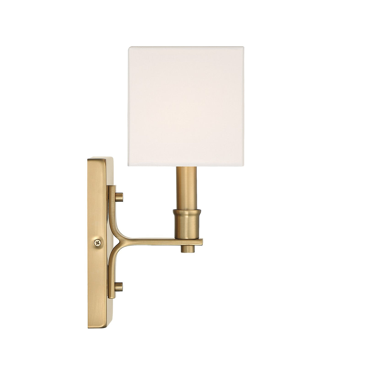 Savoy House Collins 1-Light Wall Sconce | Modern Warm Brass and White Fabric | Bedroom & Hallway Accent Light | Model L9-8550-1-322