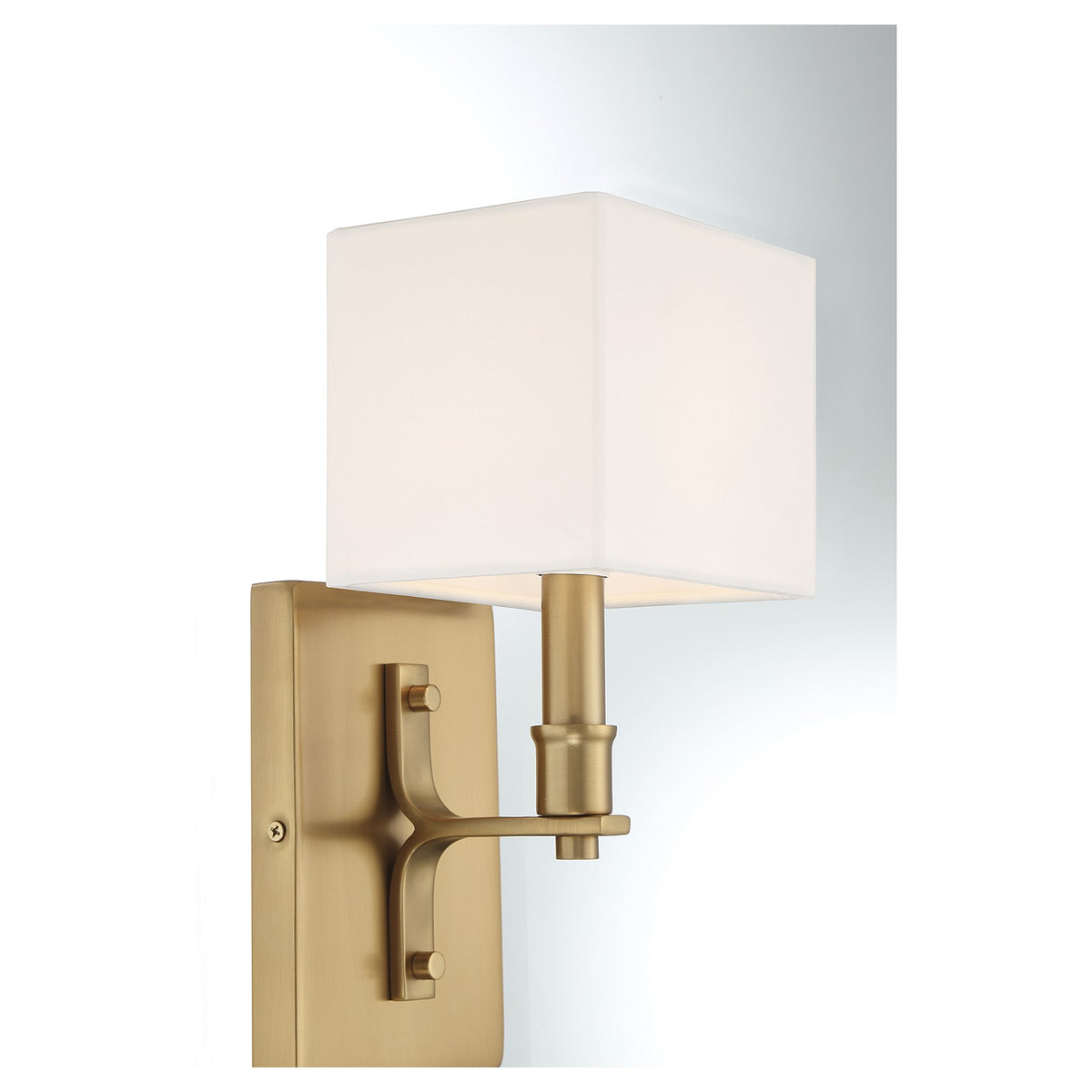 Savoy House Collins 1-Light Wall Sconce | Modern Warm Brass and White Fabric | Bedroom & Hallway Accent Light | Model L9-8550-1-322