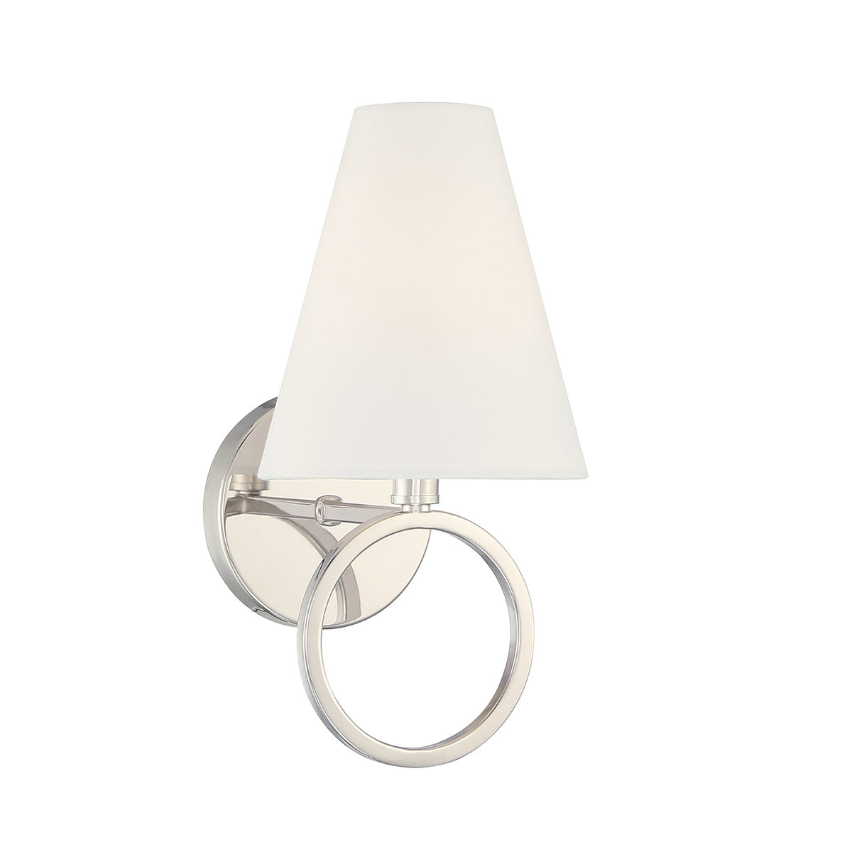 Savoy House Compton 1-Light Wall Sconce | Modern Polished Nickel and White Fabric | Bedroom & Hallway Accent Light | Model L9-9150-1-109