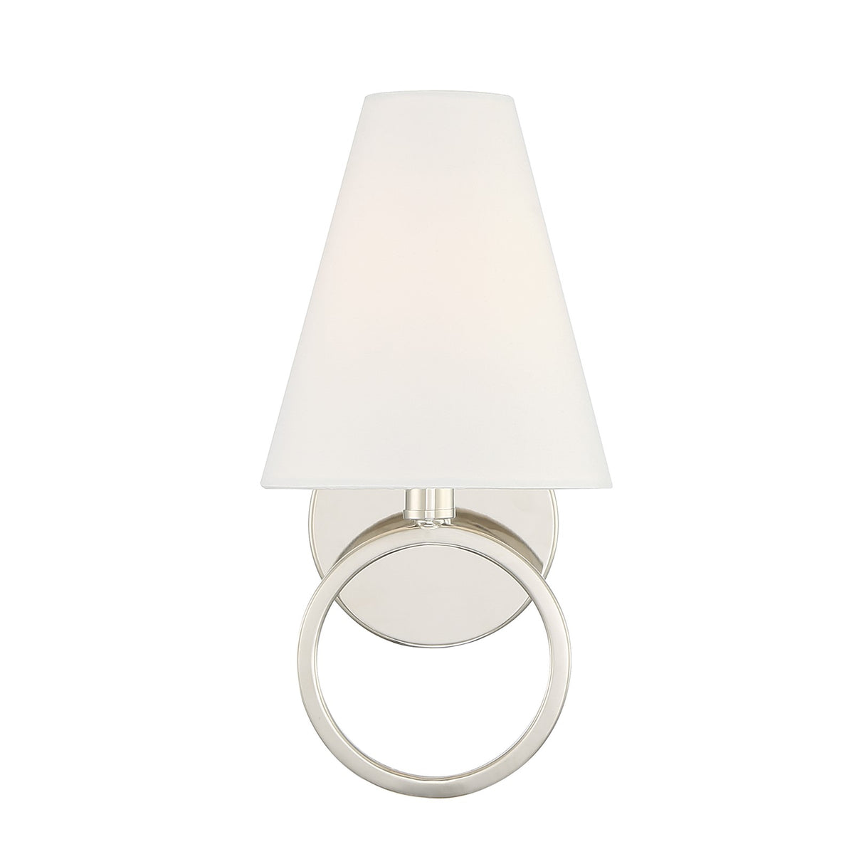 Savoy House Compton 1-Light Wall Sconce | Modern Polished Nickel and White Fabric | Bedroom & Hallway Accent Light | Model L9-9150-1-109