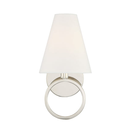 Savoy House Compton 1-Light Wall Sconce | Modern Polished Nickel and White Fabric | Bedroom & Hallway Accent Light | Model L9-9150-1-109