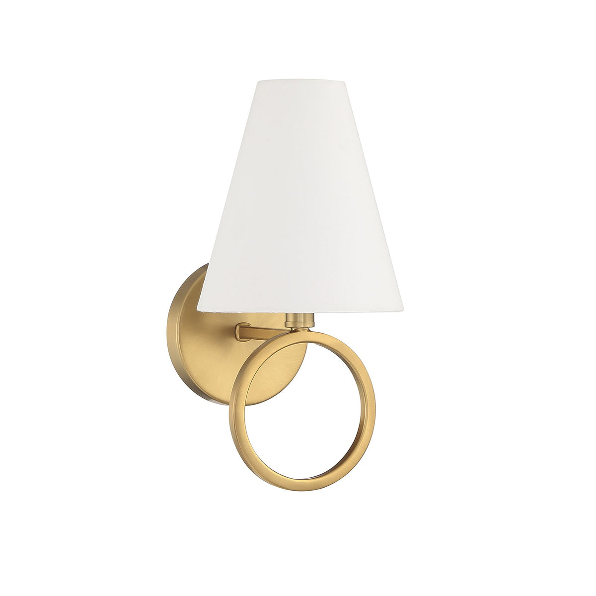Savoy House Compton 1-Light Wall Sconce | Modern Warm Brass and White Fabric | Bedroom & Hallway Accent Light | Model L9-9150-1-322