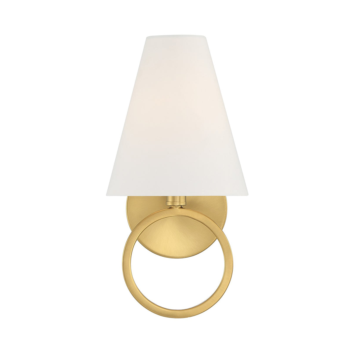 Savoy House Compton 1-Light Wall Sconce | Modern Warm Brass and White Fabric | Bedroom & Hallway Accent Light | Model L9-9150-1-322