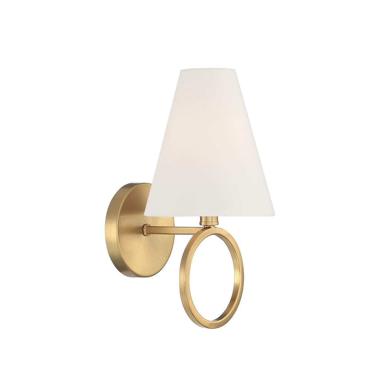 Savoy House Compton 1-Light Wall Sconce | Modern Warm Brass and White Fabric | Bedroom & Hallway Accent Light | Model L9-9150-1-322