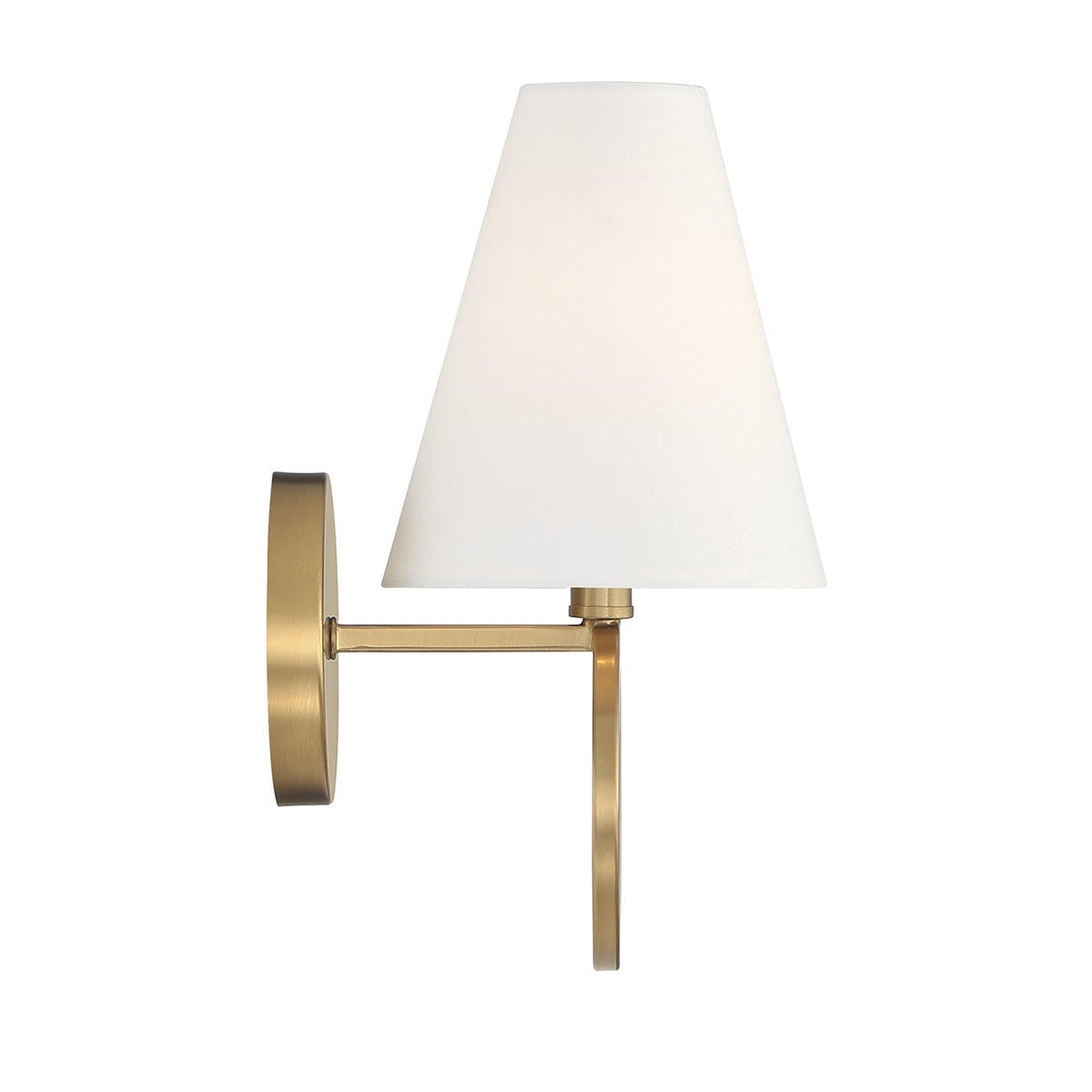 Savoy House Compton 1-Light Wall Sconce | Modern Warm Brass and White Fabric | Bedroom & Hallway Accent Light | Model L9-9150-1-322
