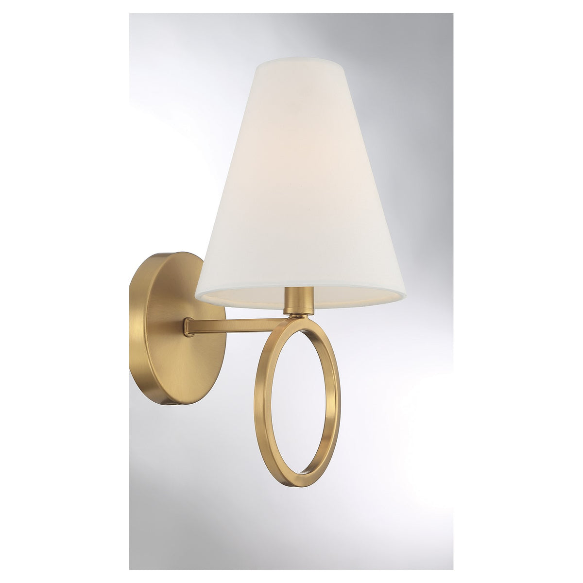 Savoy House Compton 1-Light Wall Sconce | Modern Warm Brass and White Fabric | Bedroom & Hallway Accent Light | Model L9-9150-1-322
