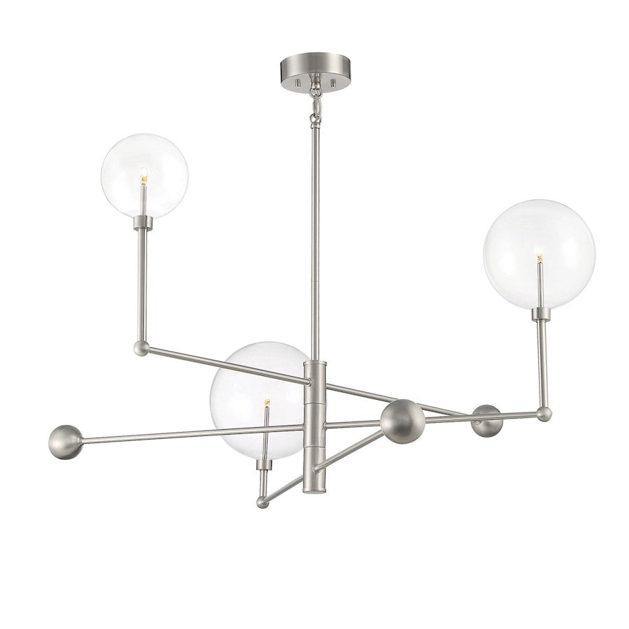 3-Light Chandelier, Brushed Nickel