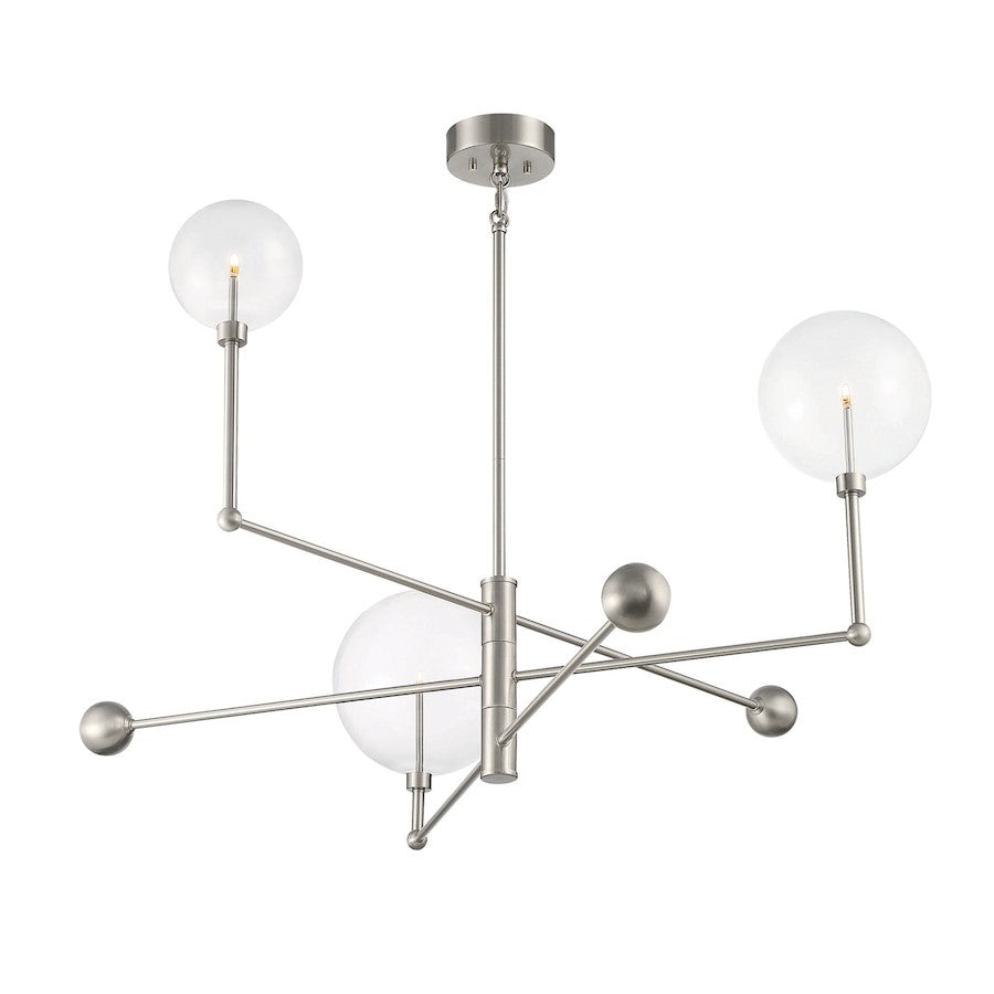 3-Light Chandelier, Brushed Nickel