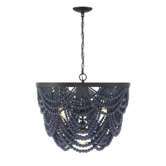5-Light Chandelier, Navy Blue