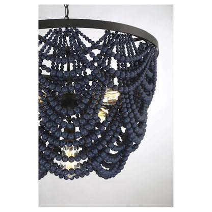 5-Light Chandelier, Navy Blue