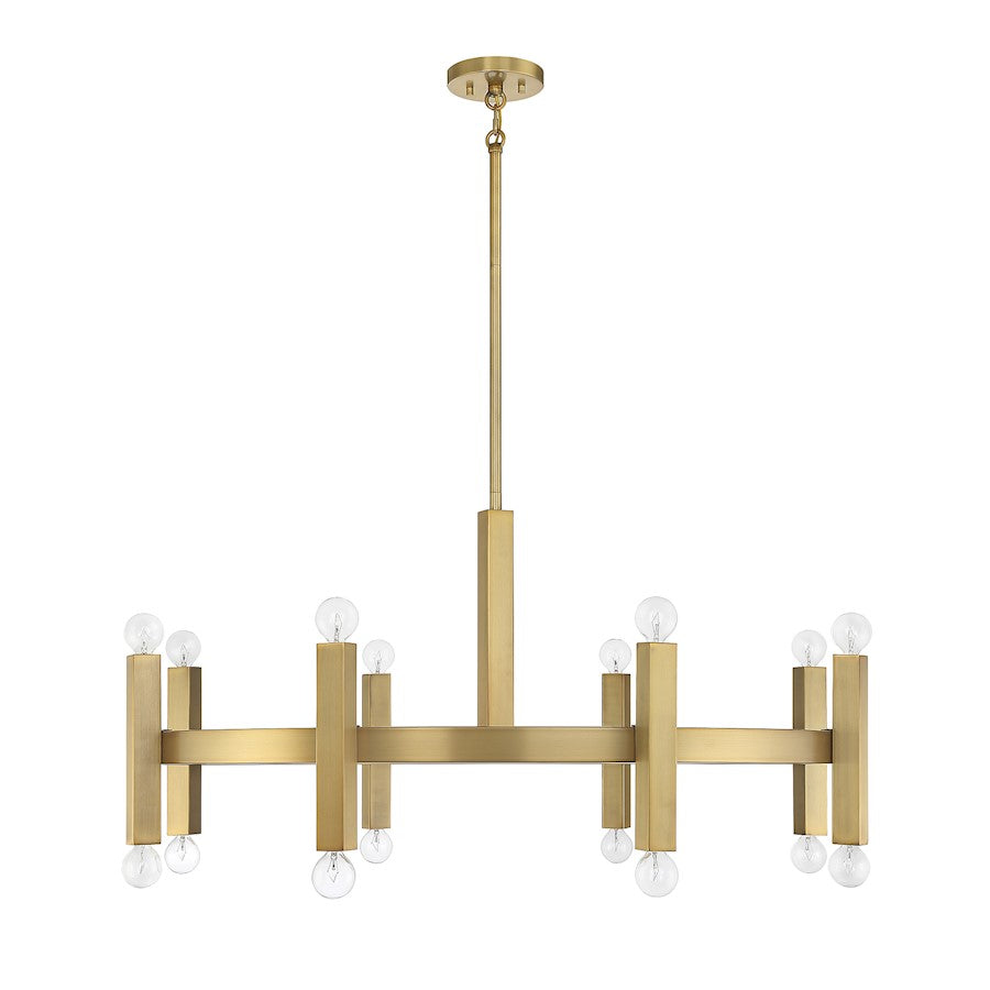 16-Light Chandelier, Natural Brass