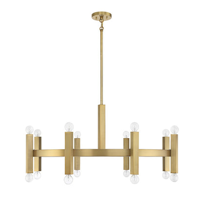 16-Light Chandelier, Natural Brass