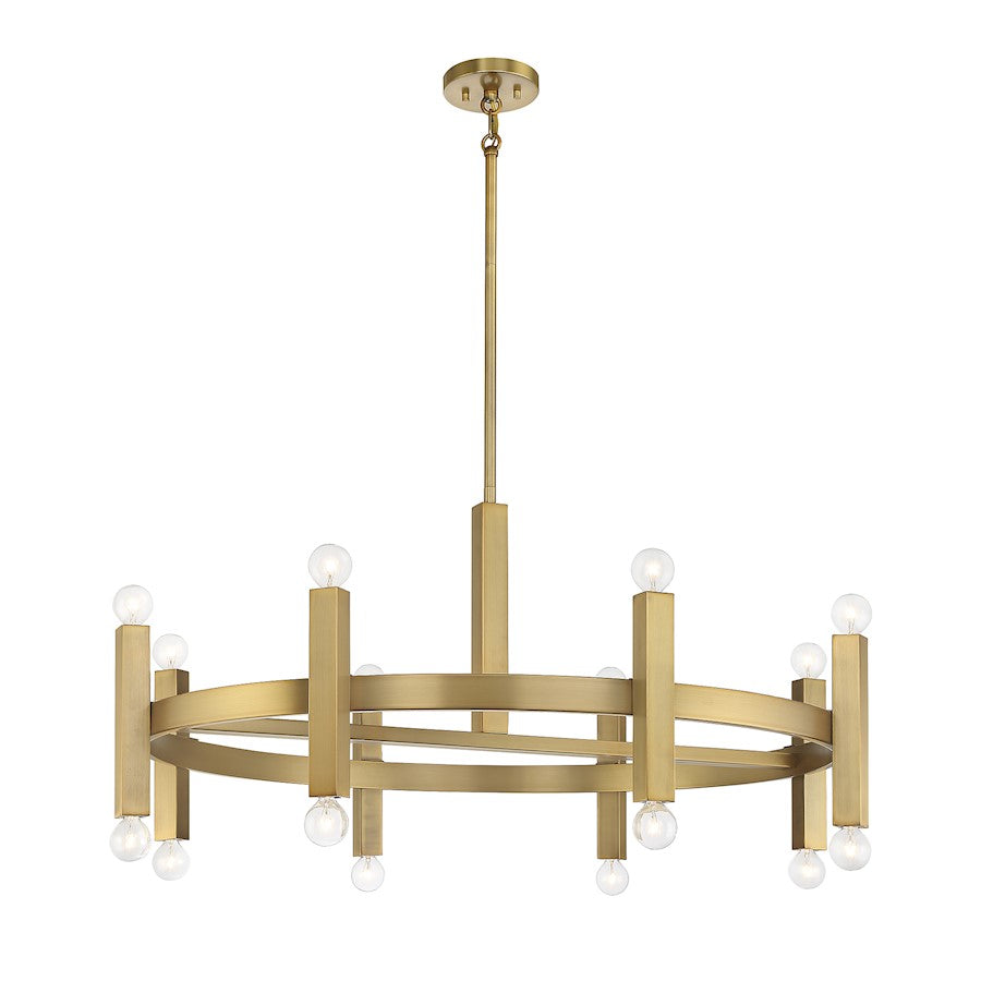 16-Light Chandelier, Natural Brass