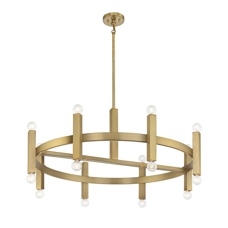 16-Light Chandelier, Natural Brass