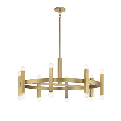 16-Light Chandelier, Natural Brass