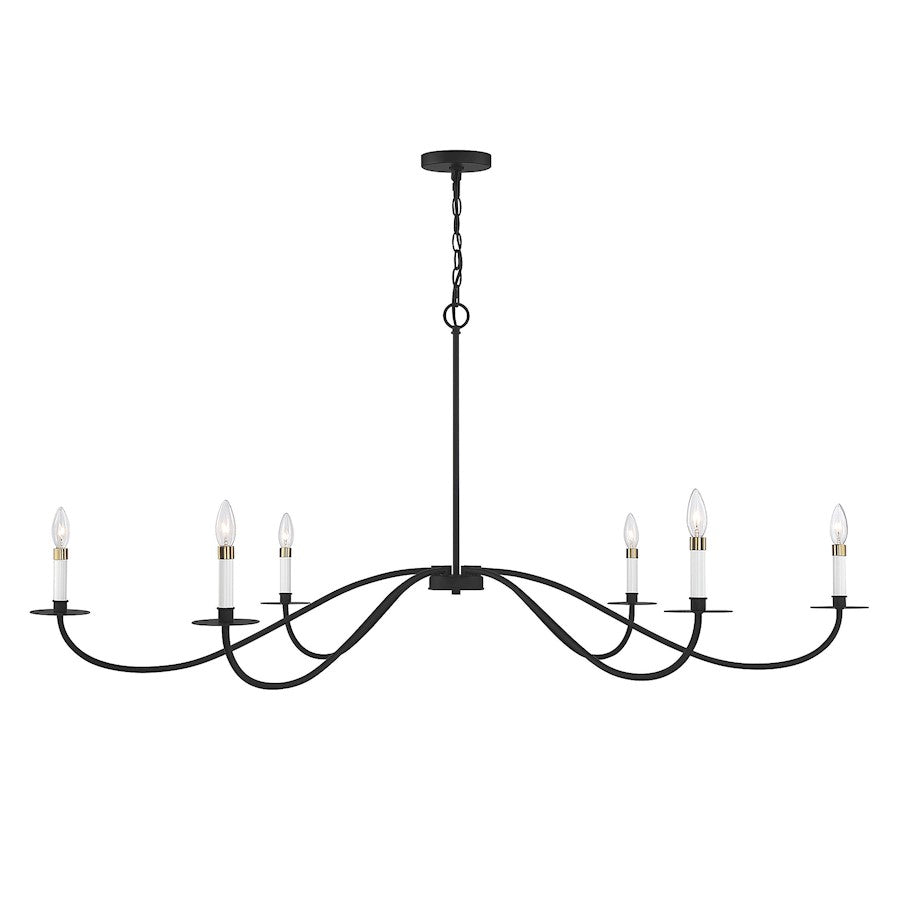 6 Light 26" Chandelier, Matte Black