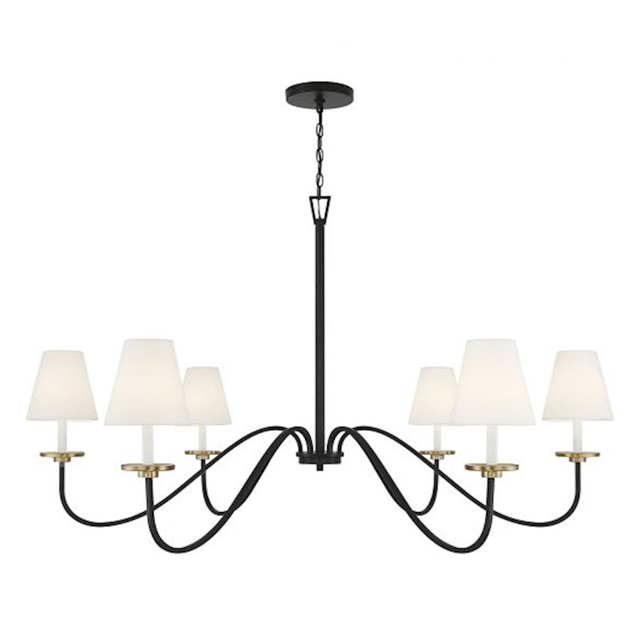 Savoy House 6-Light Chandelier, Black/Natural Brass Accents - M100106BNB